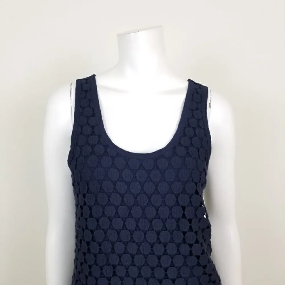 J. Crew Womens Size Small Navy Blue Tiered Dot Racerback Tank Top